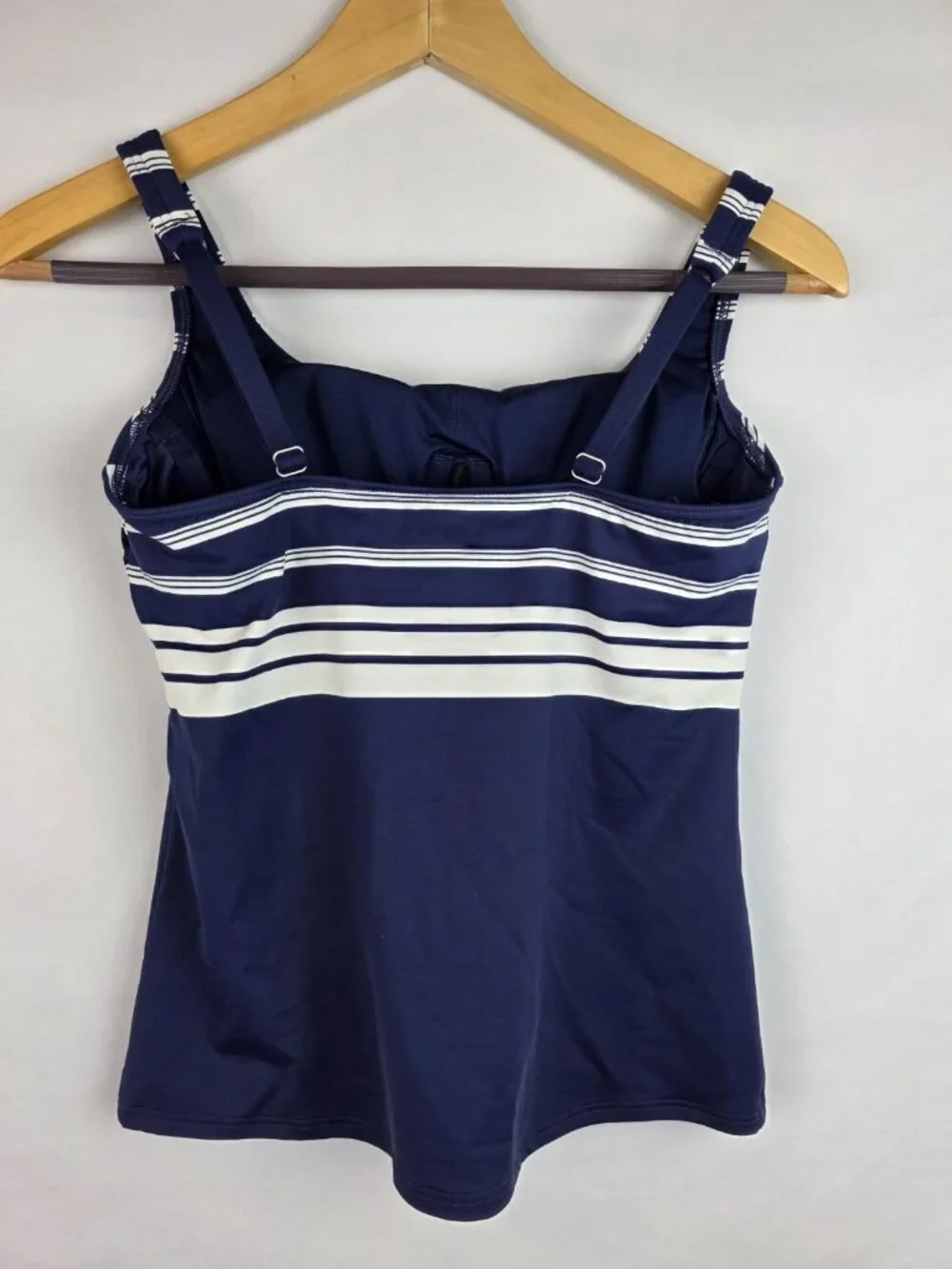 Lands' End Tankini Top Women's Size 2 Blue Striped Swimsuit Swim Underwire Top
